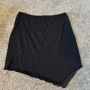 Black mesh stretchy skirt high low